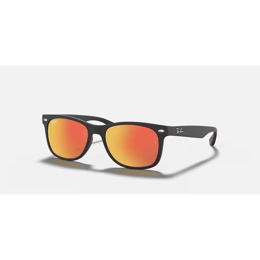 NEW Ray-Ban New Wayfarer Kids Sunglasses Matte Black Brown Orange Mirror Lenses